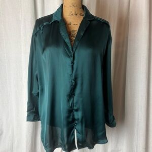 Intimately Free People Dreamy Days Oversized Pajama Top Deep Teal Sz M READ